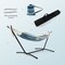 Double Hammock with Stand Camping Swing Bed with Carry Bags Indoor Outdoor Use